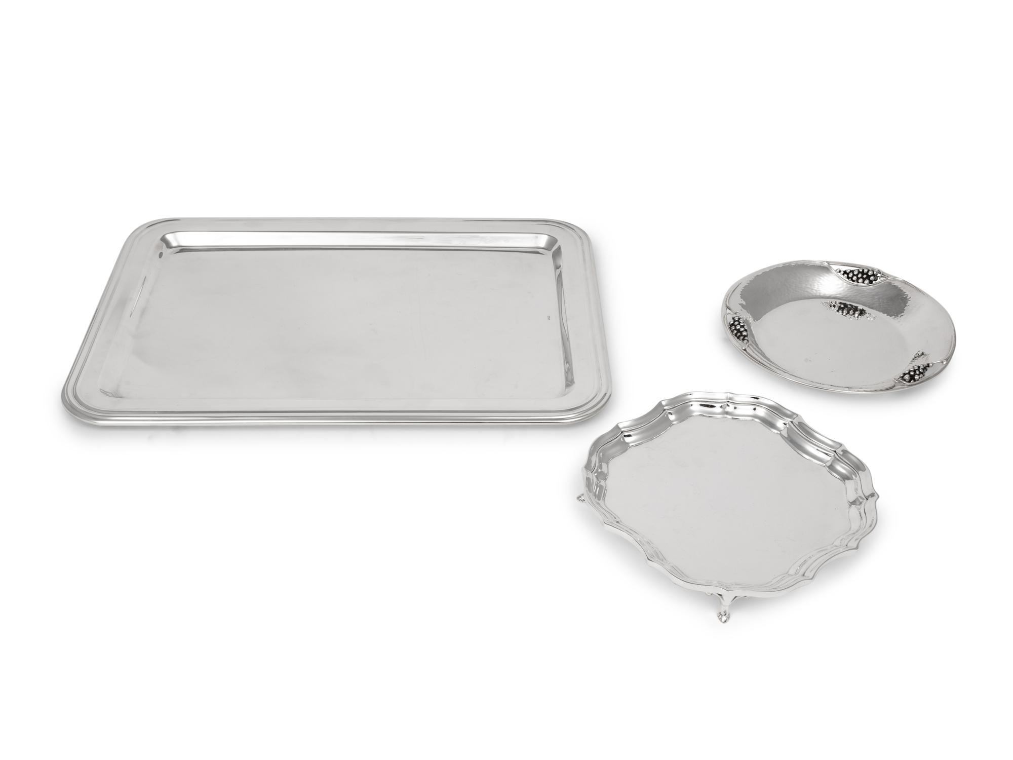 A Group of Six Silver-Plate Serving Trays