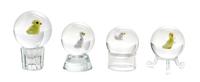 Four Large Sulphide Glass Marbles Diameter of largest 2 1/4 inches.
