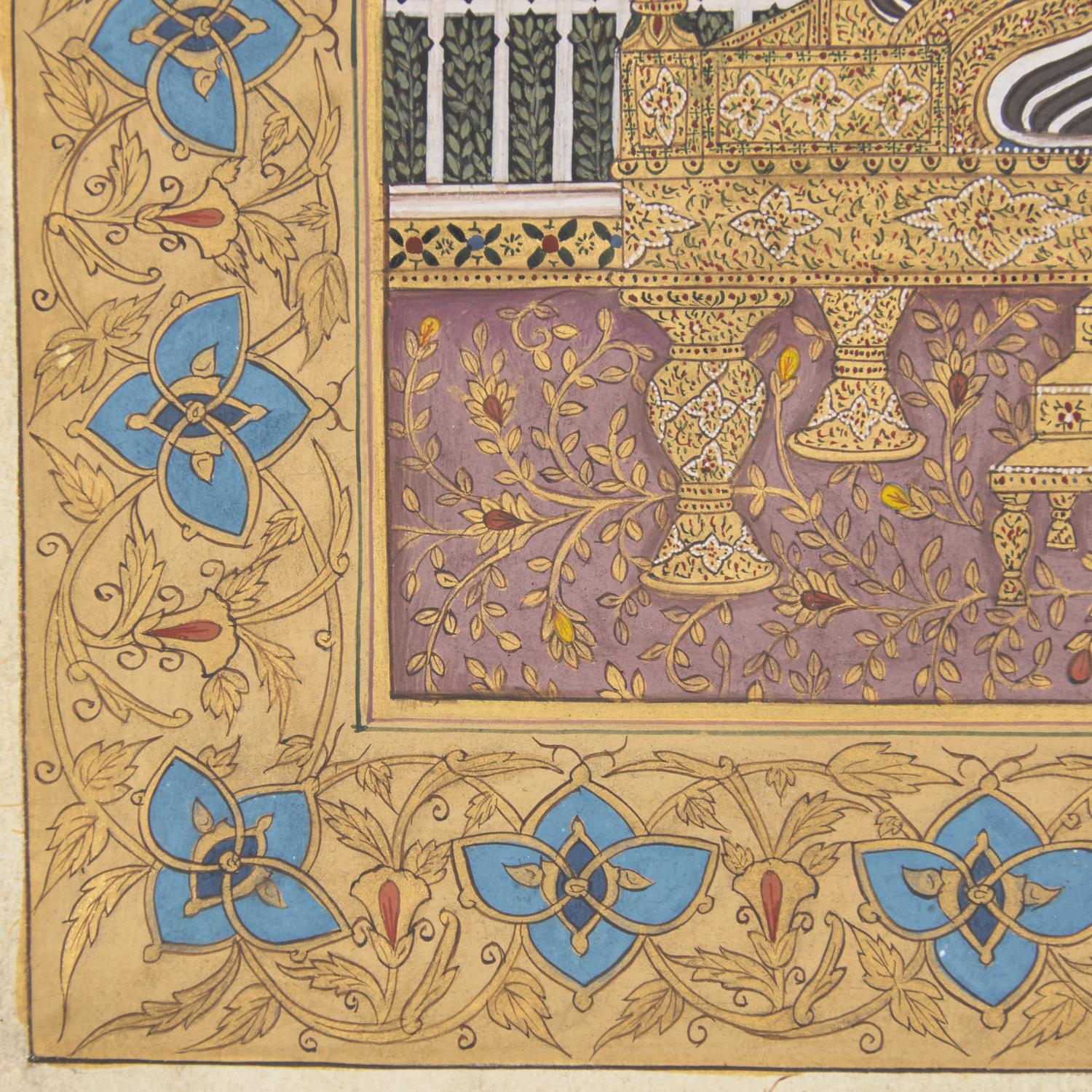 A Painting of Emperor Shah Jahan Seated on the Peacock Throne, North India, 20th Century