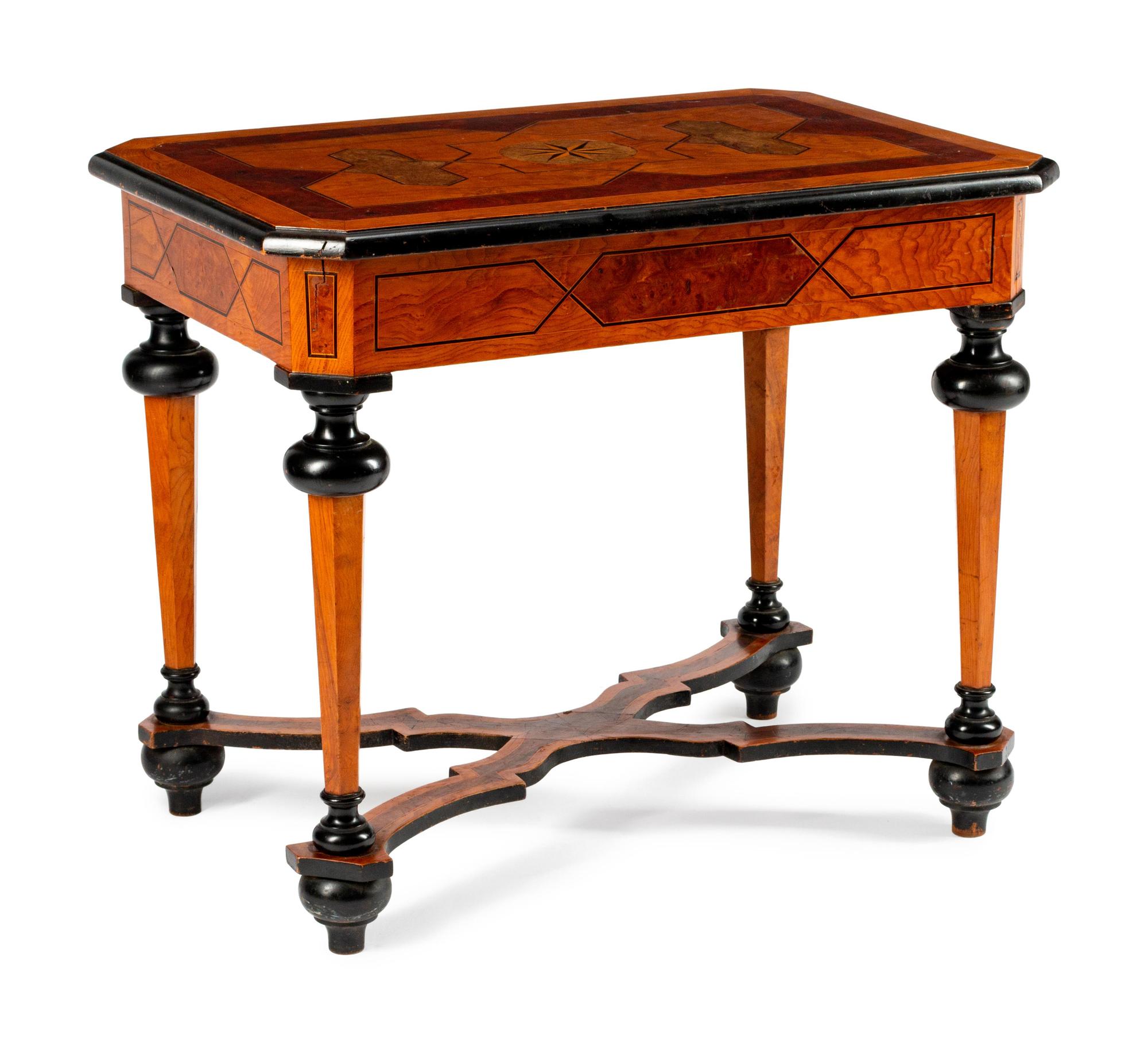 An Italian Parcel Ebonized Side Table