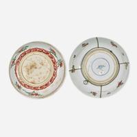 Two Chinese Famille Verte-Decorated Porcelain Dishes Late 17th Century