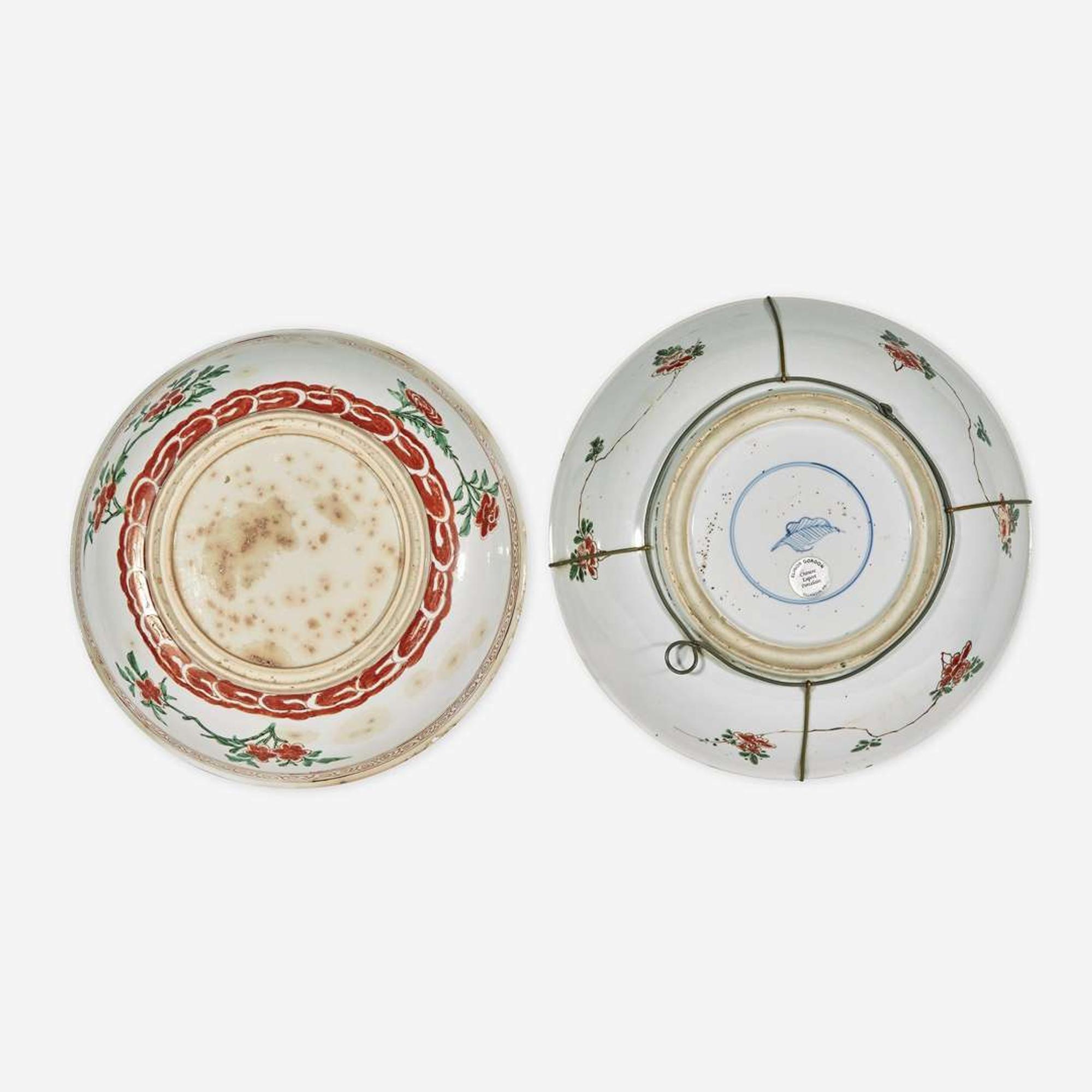 Two Chinese Famille Verte-Decorated Porcelain Dishes Late 17th Century