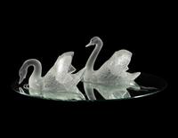 A Lalique Miroir Cygnes Centerpiece