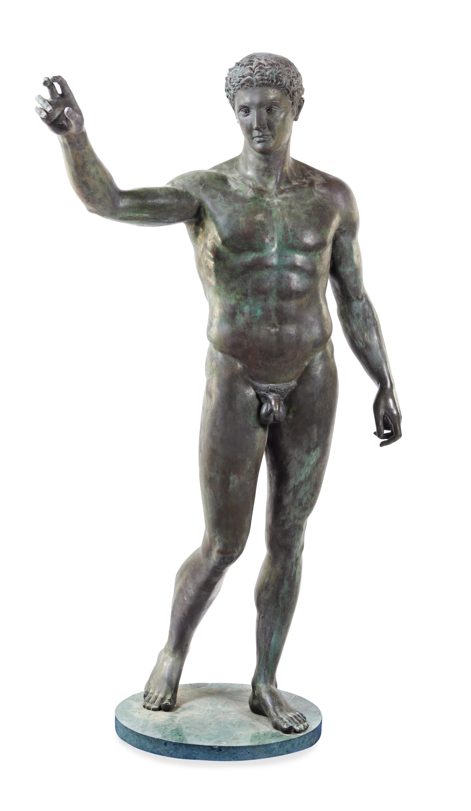 A Monumental Bronze Figure of the Antikythera Ephebe Height 75 inches. — AFTER THE ANTIQUE