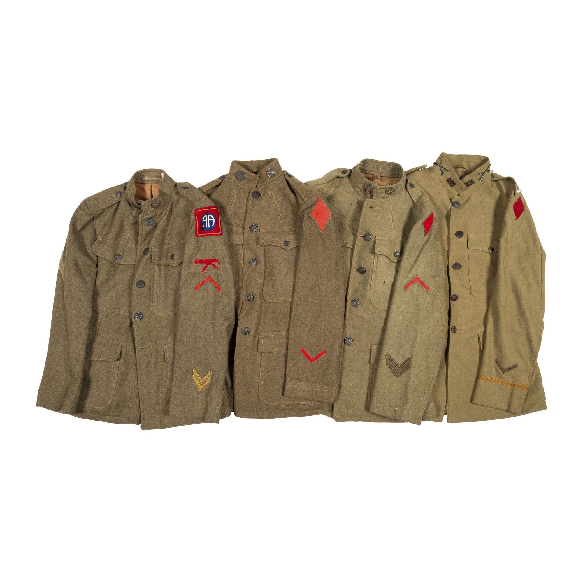 Group of Three 5th Infantry Division 1917 Tunics with Pants and 82nd Infantry Division Tunic