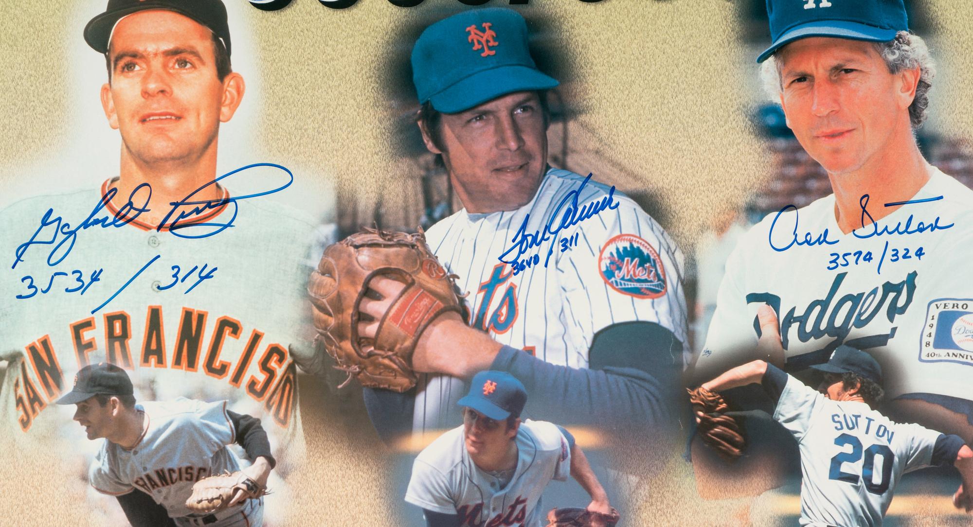 A 3,000 Career Strike Outs / 300 Career Wins Multi Signed Autograph Print (Beckett Authentication Services),
