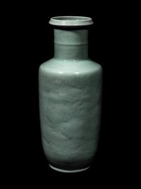 A Pale Celadon Glazed Porcelain Rouleau Vase