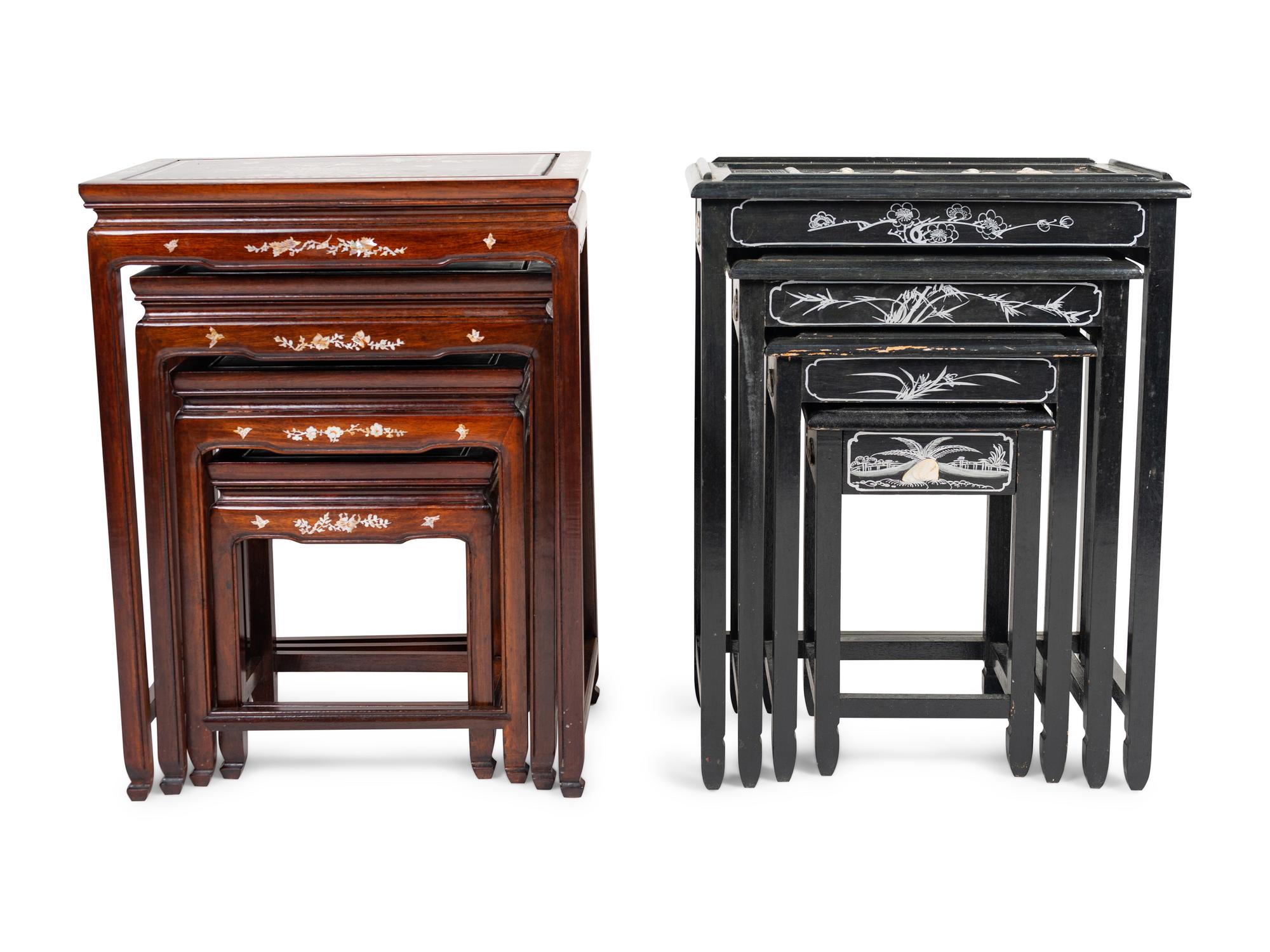 Two Sets of Four Chinese Nesting Tables