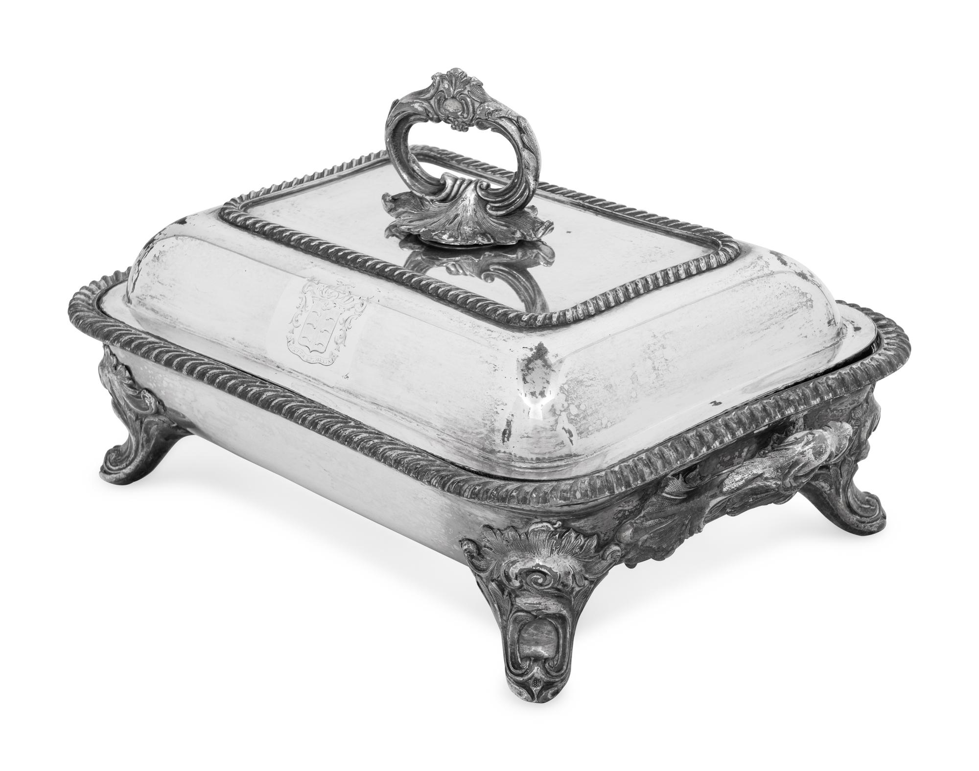 A George IV Silver-Plate Entree Dish and Cover and an Associated Meat Cloche
