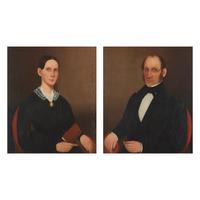 American School 19th Century, A Pair of Portraits: Lady and Gentleman