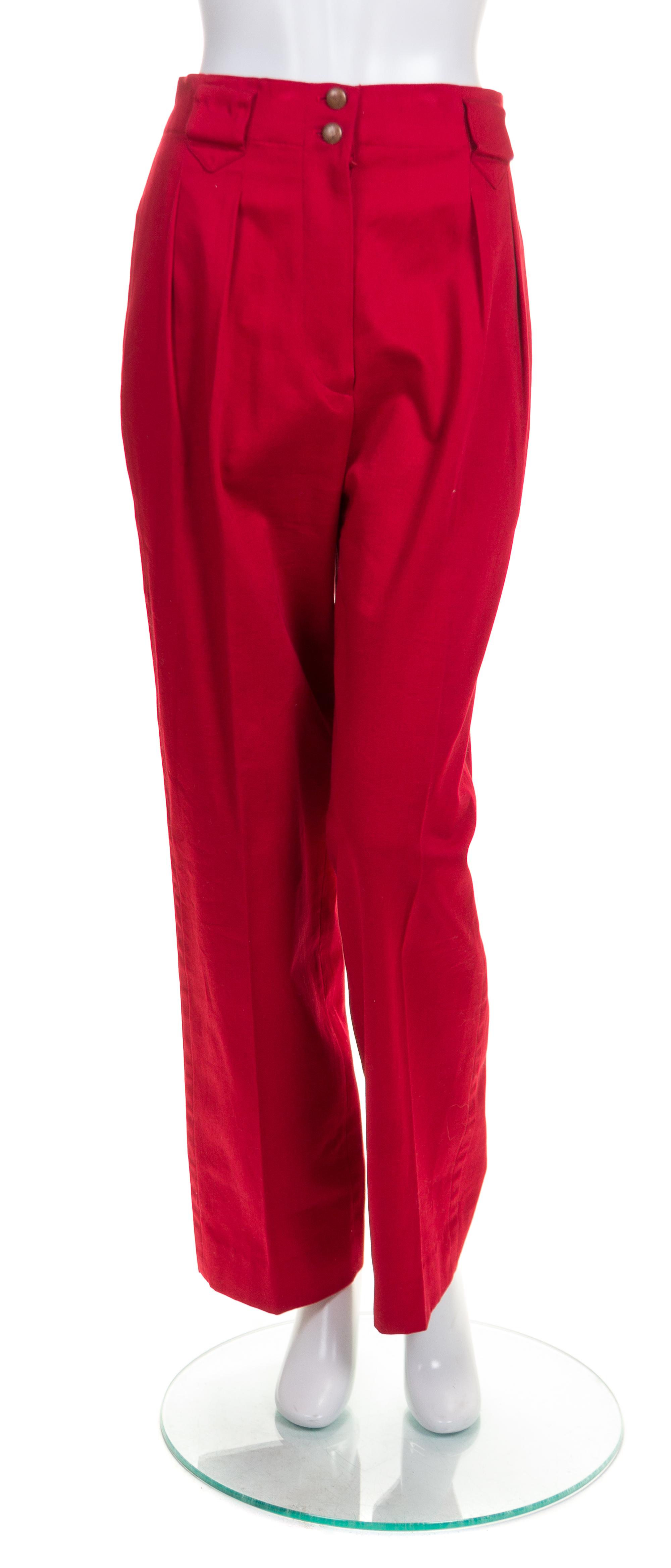 A Pair of Alaia Red Pleated Pants, Size 8.