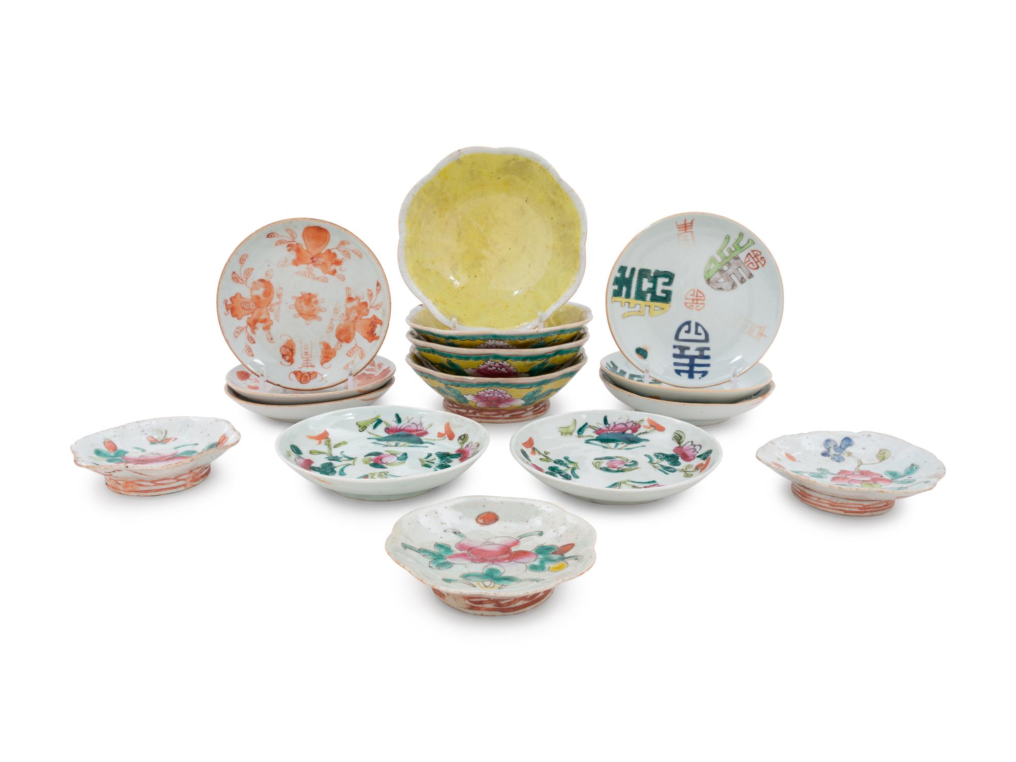 Fifteen Chinese Famille Rose Porcelain Dishes