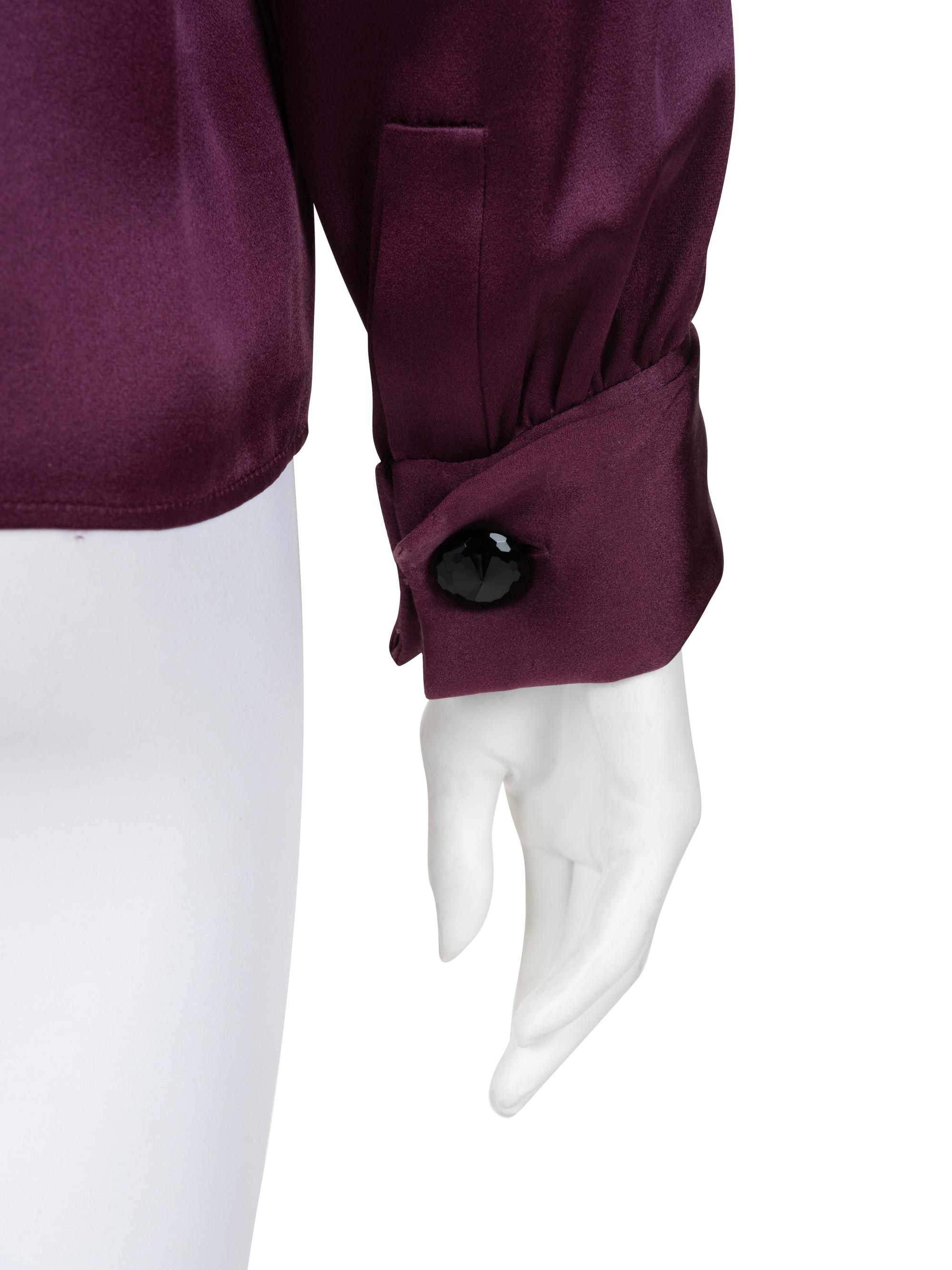 Three Yves Saint Laurent Haute Couture Silk Satin Blouses, 1979-81