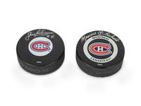 A Group of Maurice Richard and Jean Béliveau Montreal Canadiens Signed Autograph Hockey Pucks (Beckett Authentication Services BAS Certified)
