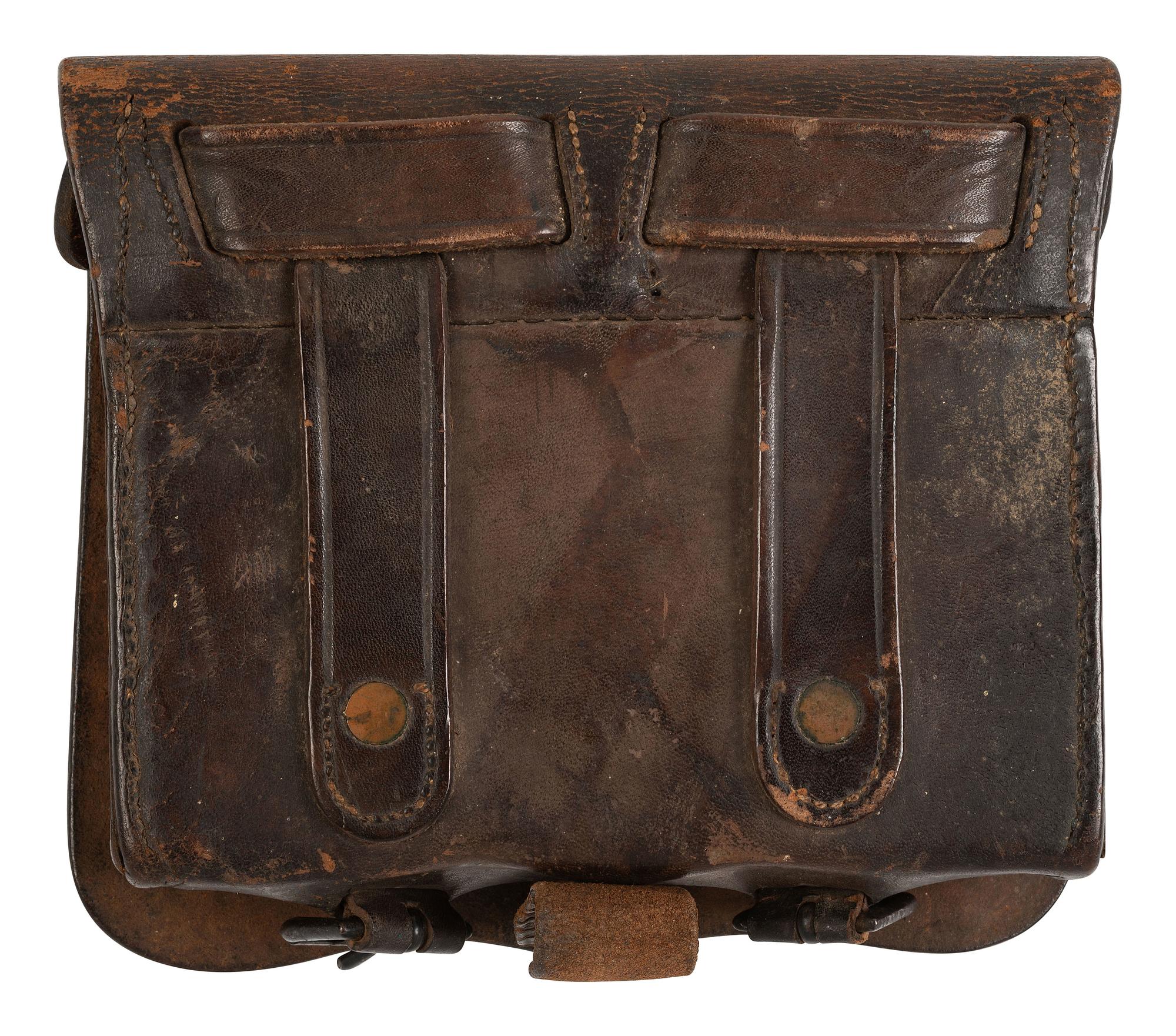 [CIVIL WAR]. Civil War-era militaria including belt, cap pouch, and field glasses.