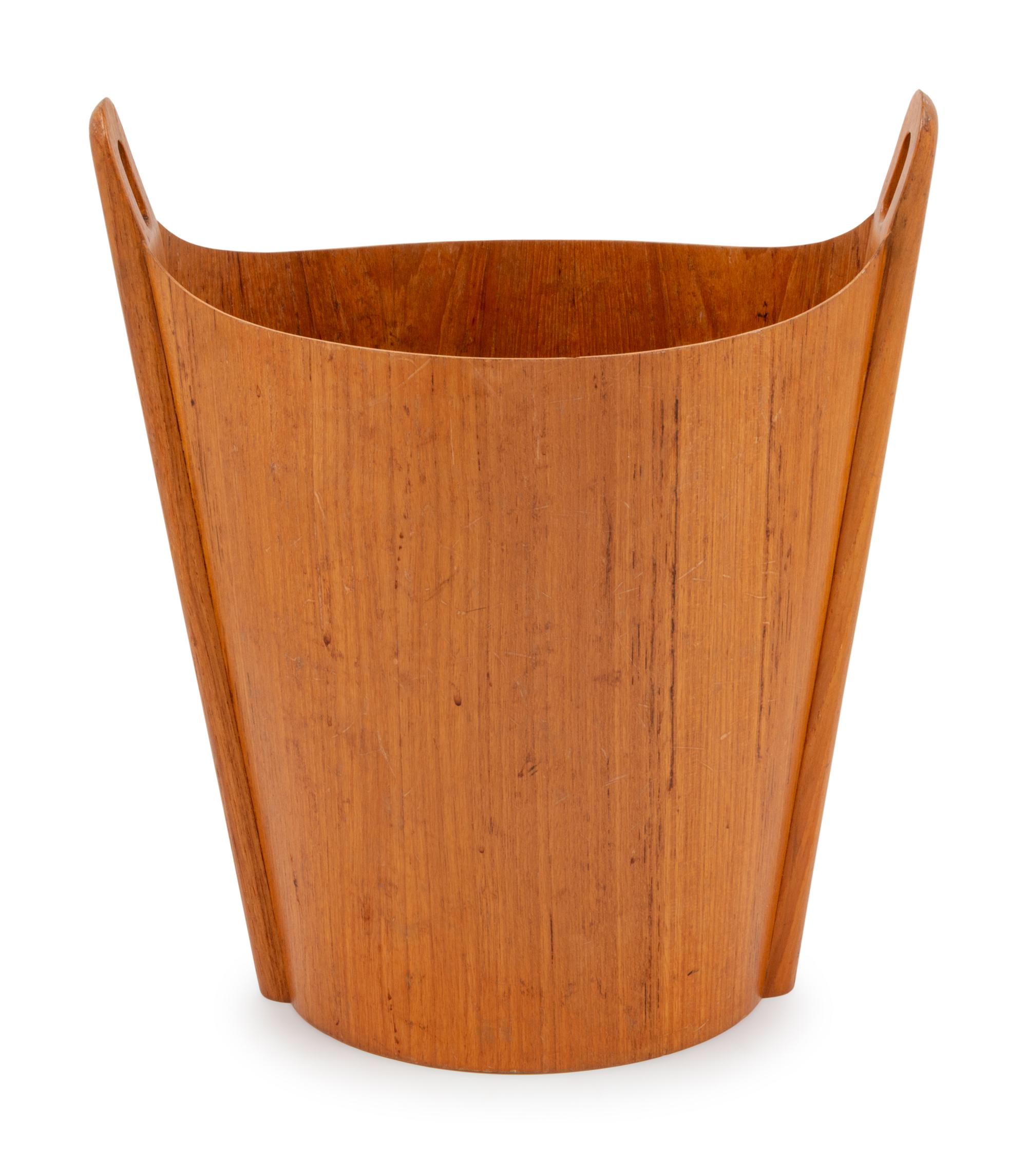A Norwood Carved Teak Wastebasket