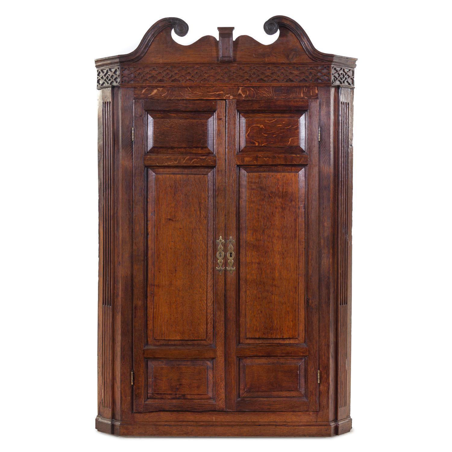 A George III Style Oak Hanging Corner Cupboard