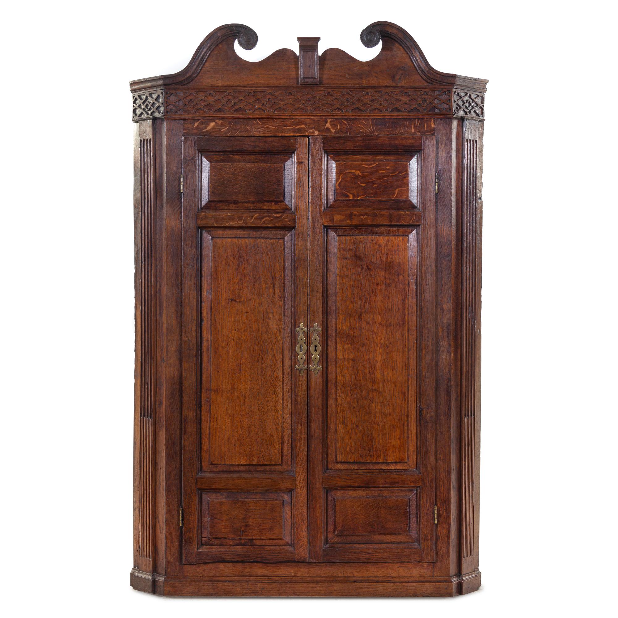 A George III Style Oak Hanging Corner Cupboard