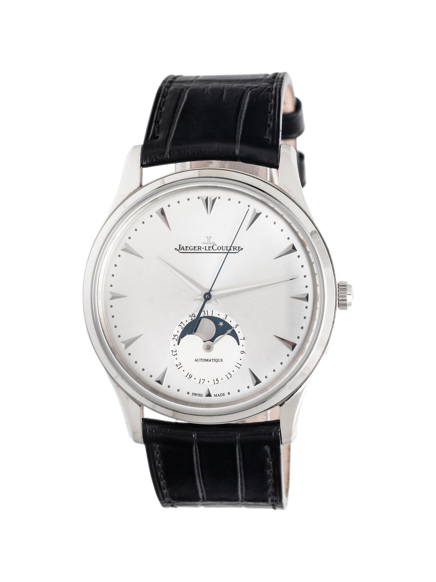 JAEGER-LeCOULTRE, REF. 136.84.20 STAINLESS STEEL 'MASTER ULTRA THIN MOON 39' MOONPHASE WATCH
