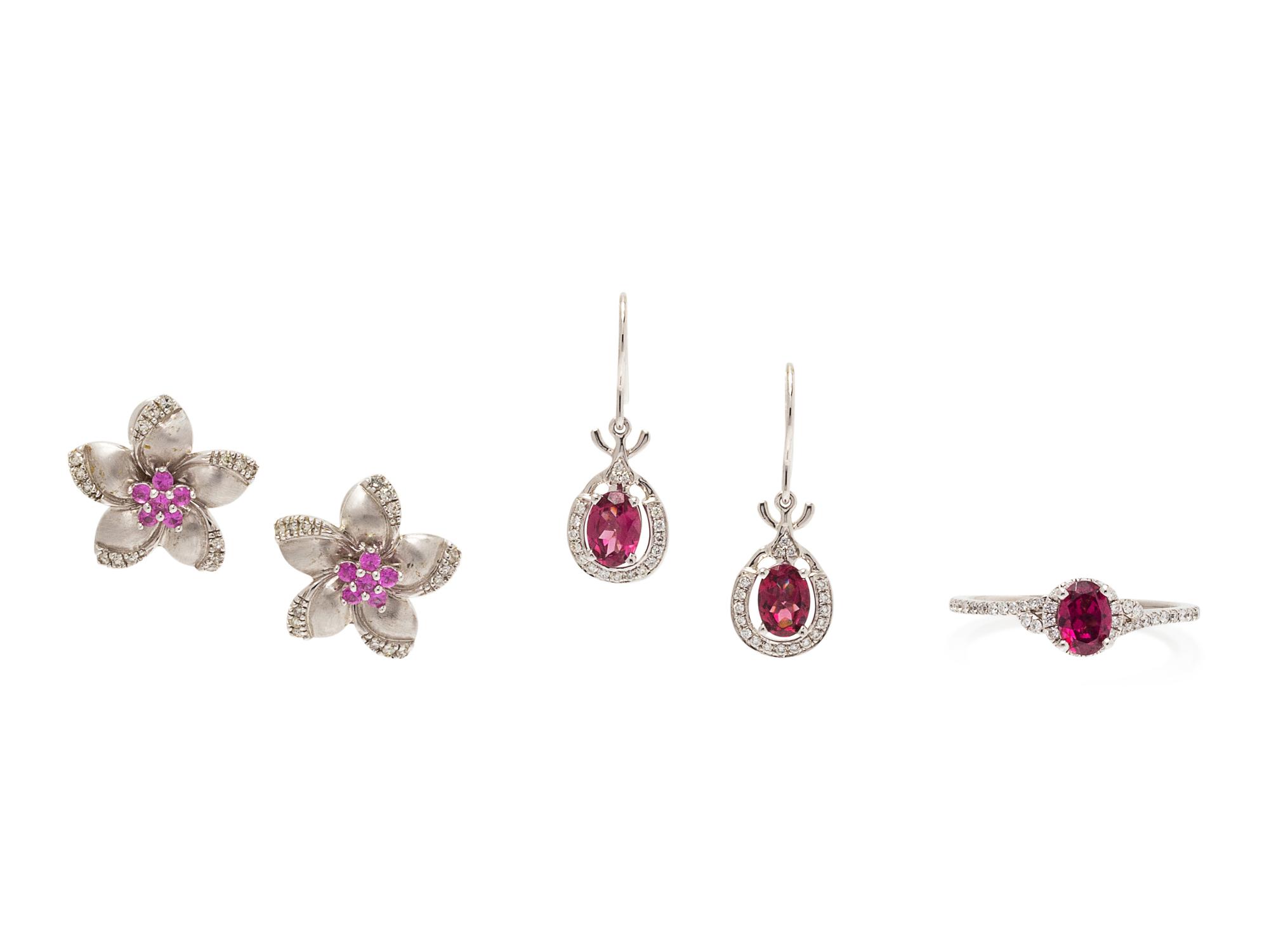 A Collection of White Gold and Multigem Jewelry,