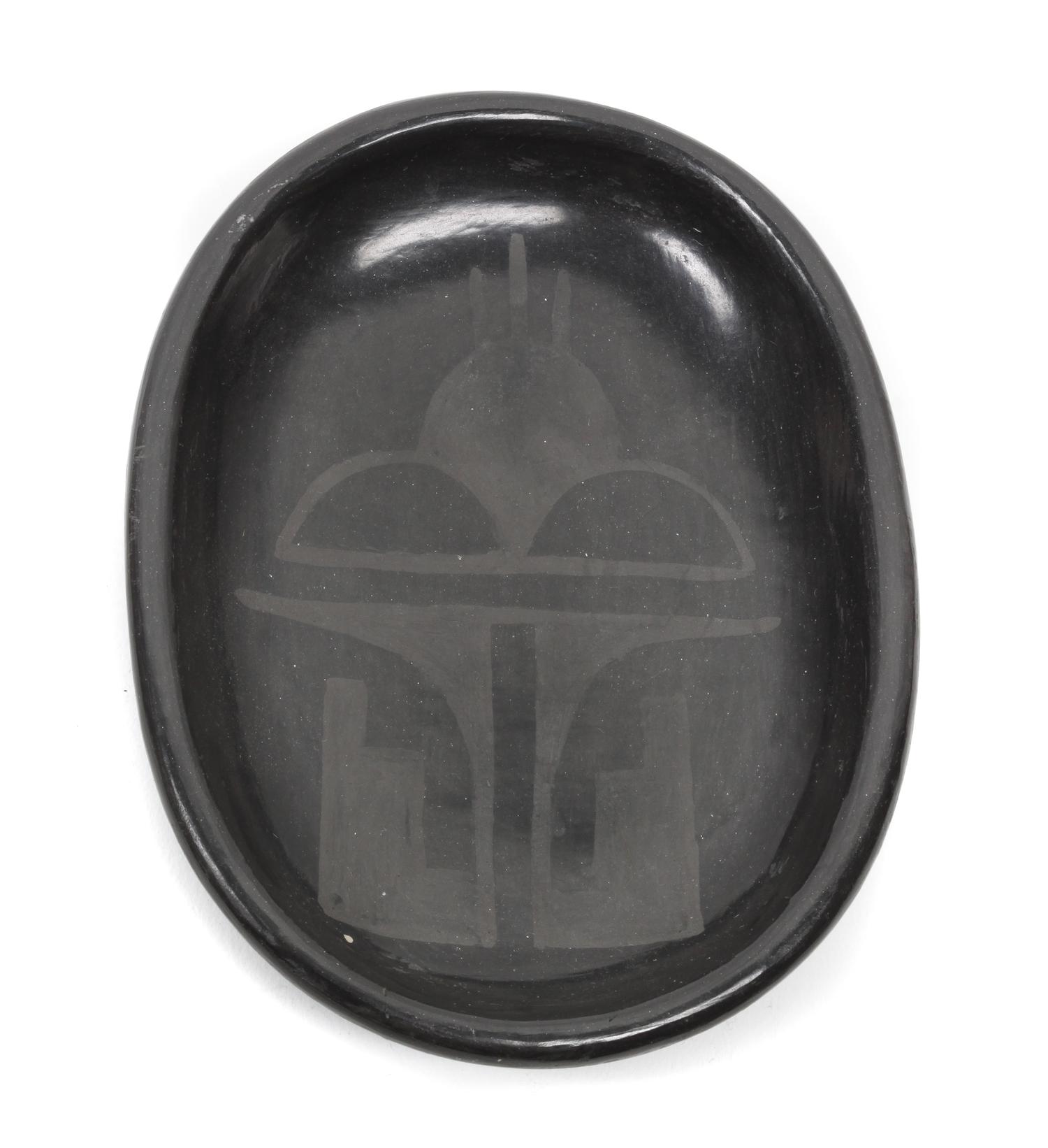 Rose Gonzales (1900-1989), San Ildefonso Blackware Plate Length 5 1/4 x width 4 inches.