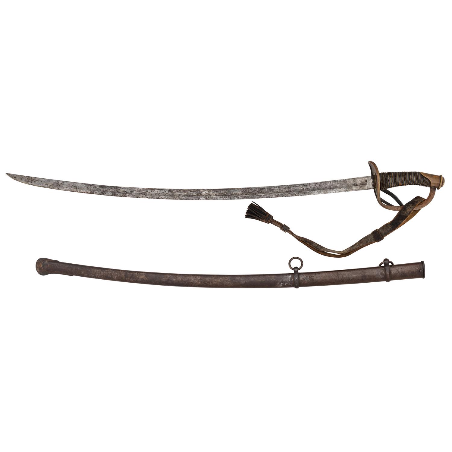 A group of 14 items identified to Captain William L. Curry, Company K, 1st Ohio Volunteer Cavalry, incl. inscribed Model 1840 US Army regulation cavalry saber, belt plate, spurs, and tintype.