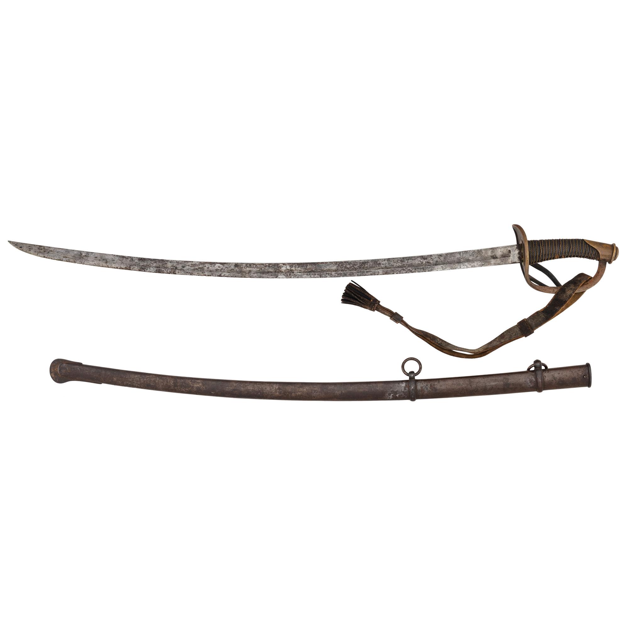 A group of 14 items identified to Captain William L. Curry, Company K, 1st Ohio Volunteer Cavalry, incl. inscribed Model 1840 US Army regulation cavalry saber, belt plate, spurs, and tintype.