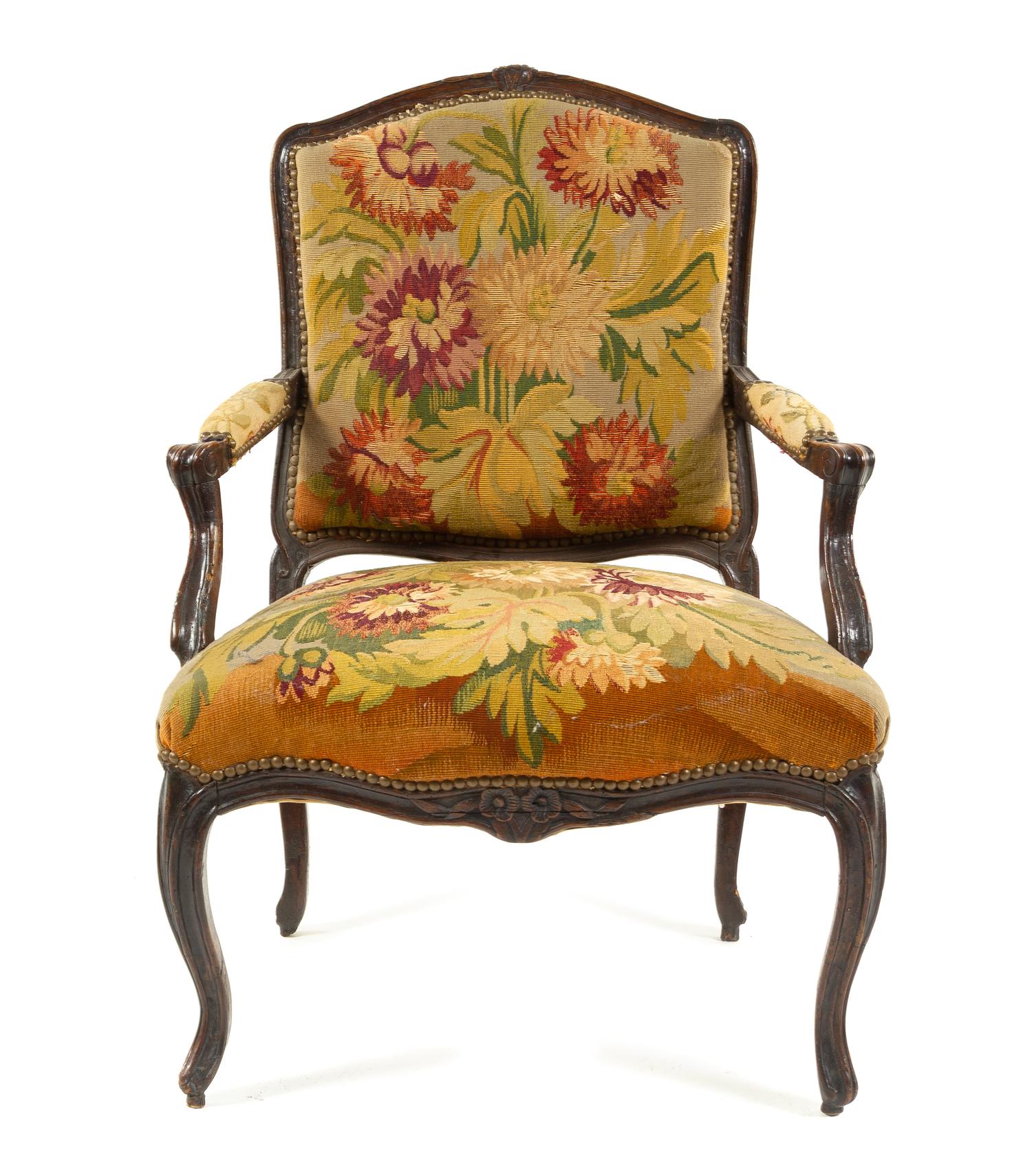 A Louis XV Style Walnut Fauteuil