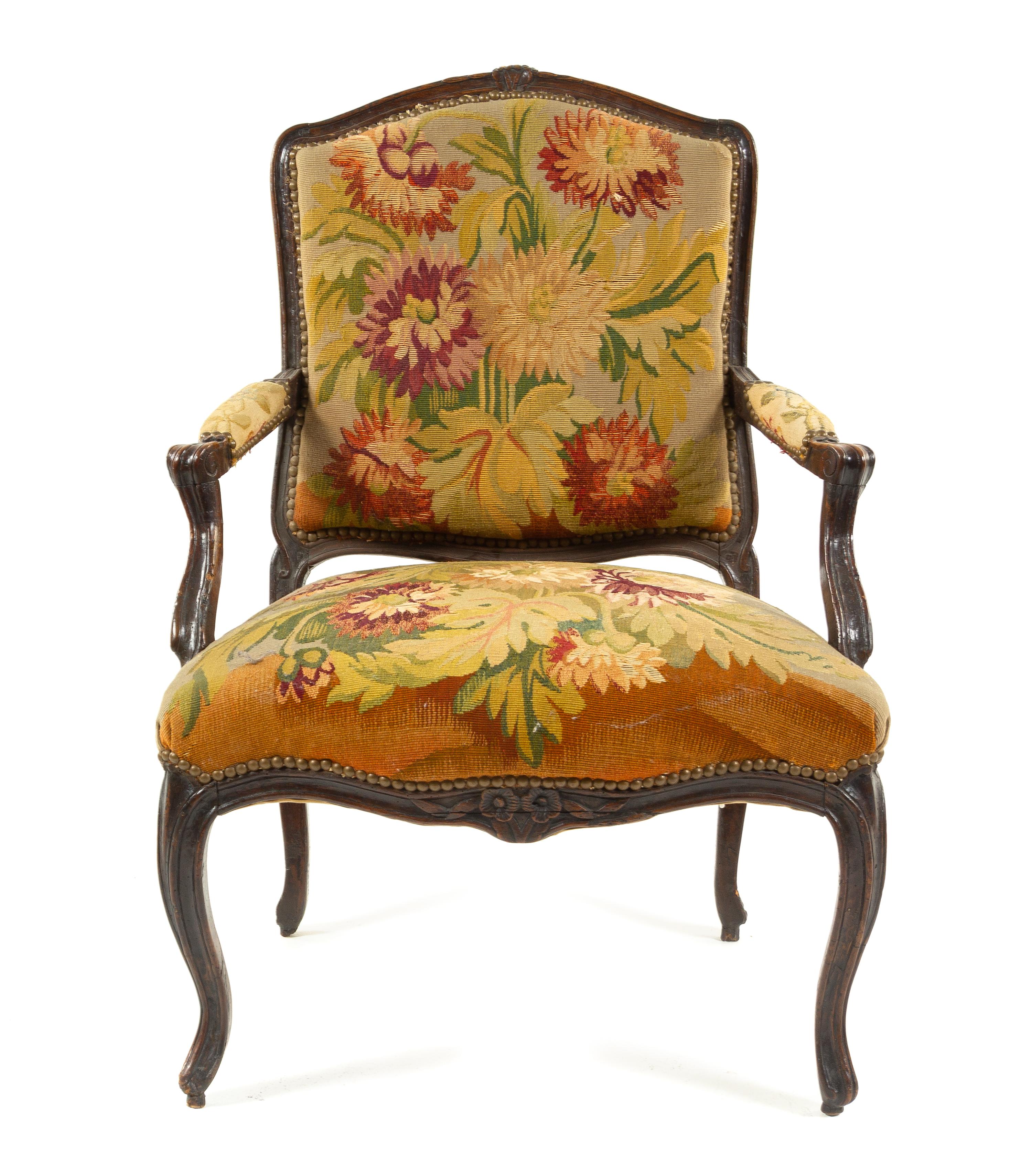 A Louis XV Style Walnut Fauteuil