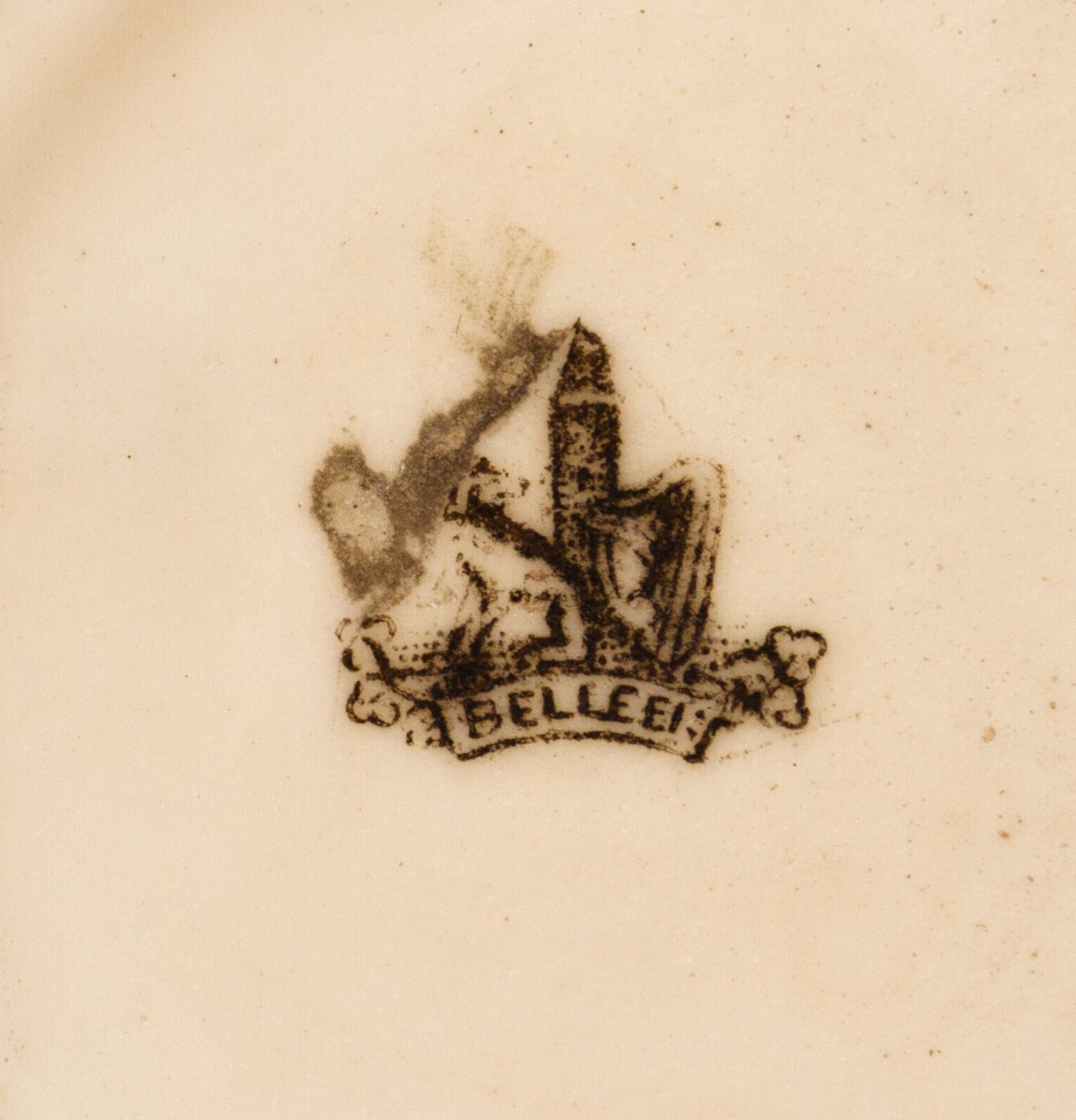 A Belleek Polychrome Decorated Porcelain Ewer, 1863-1897, Height 5 1/2 inches. — 1863-1897,