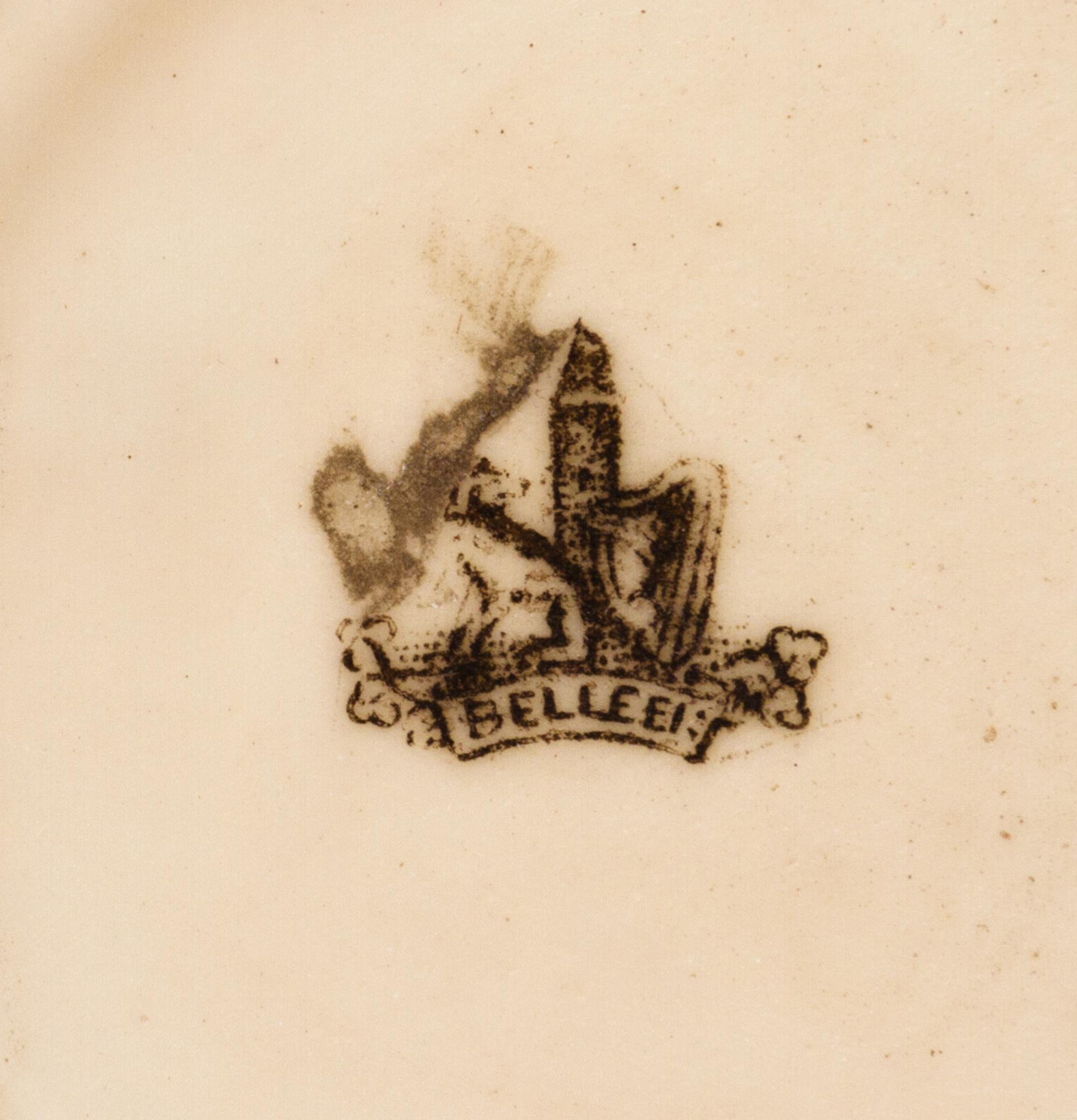 A Belleek Polychrome Decorated Porcelain Ewer, 1863-1897, Height 5 1/2 inches. — 1863-1897,