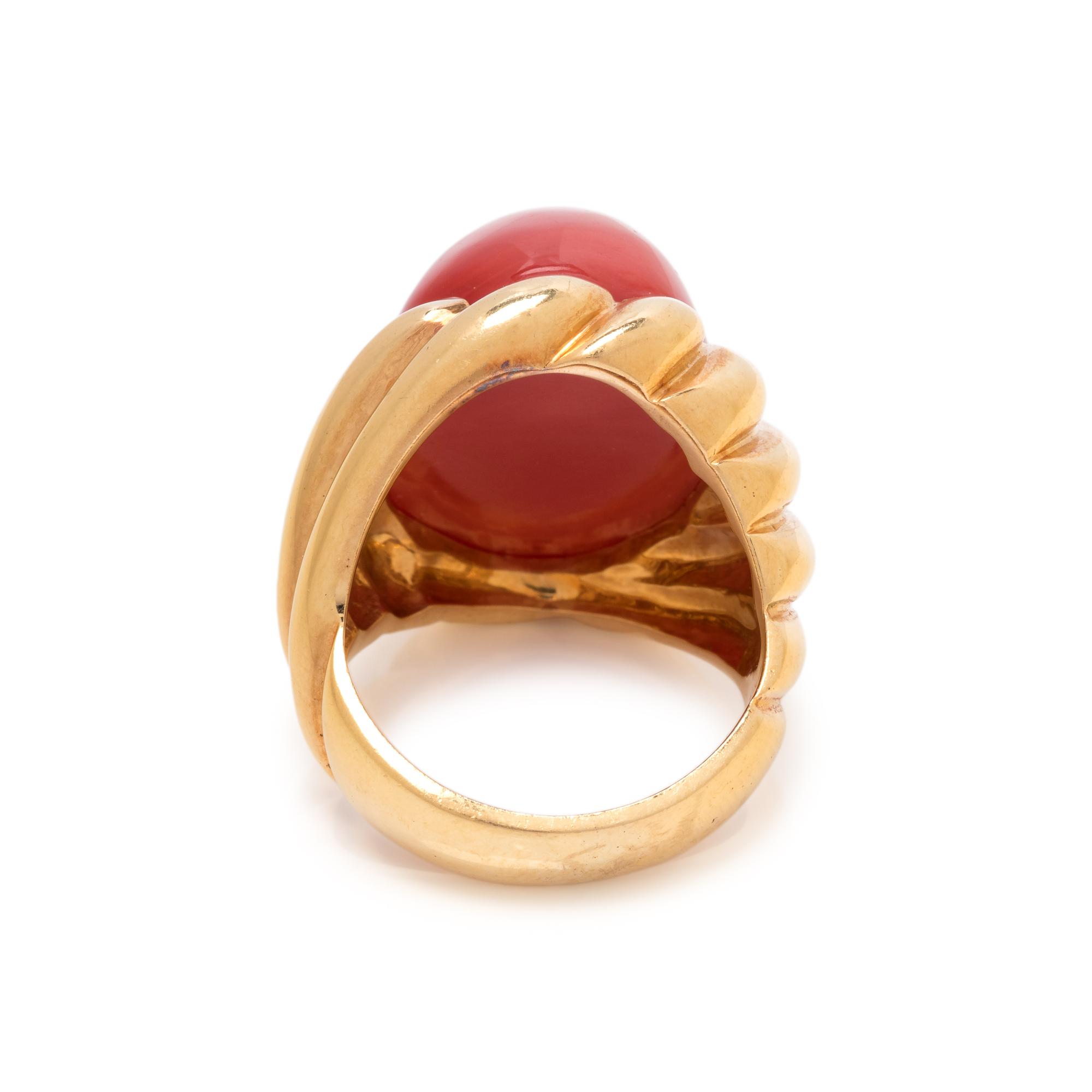 GUMP'S, YELLOW GOLD AND CORAL RING