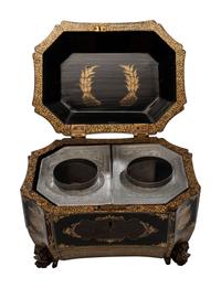 A Chinese Export Lacquer Tea Caddy