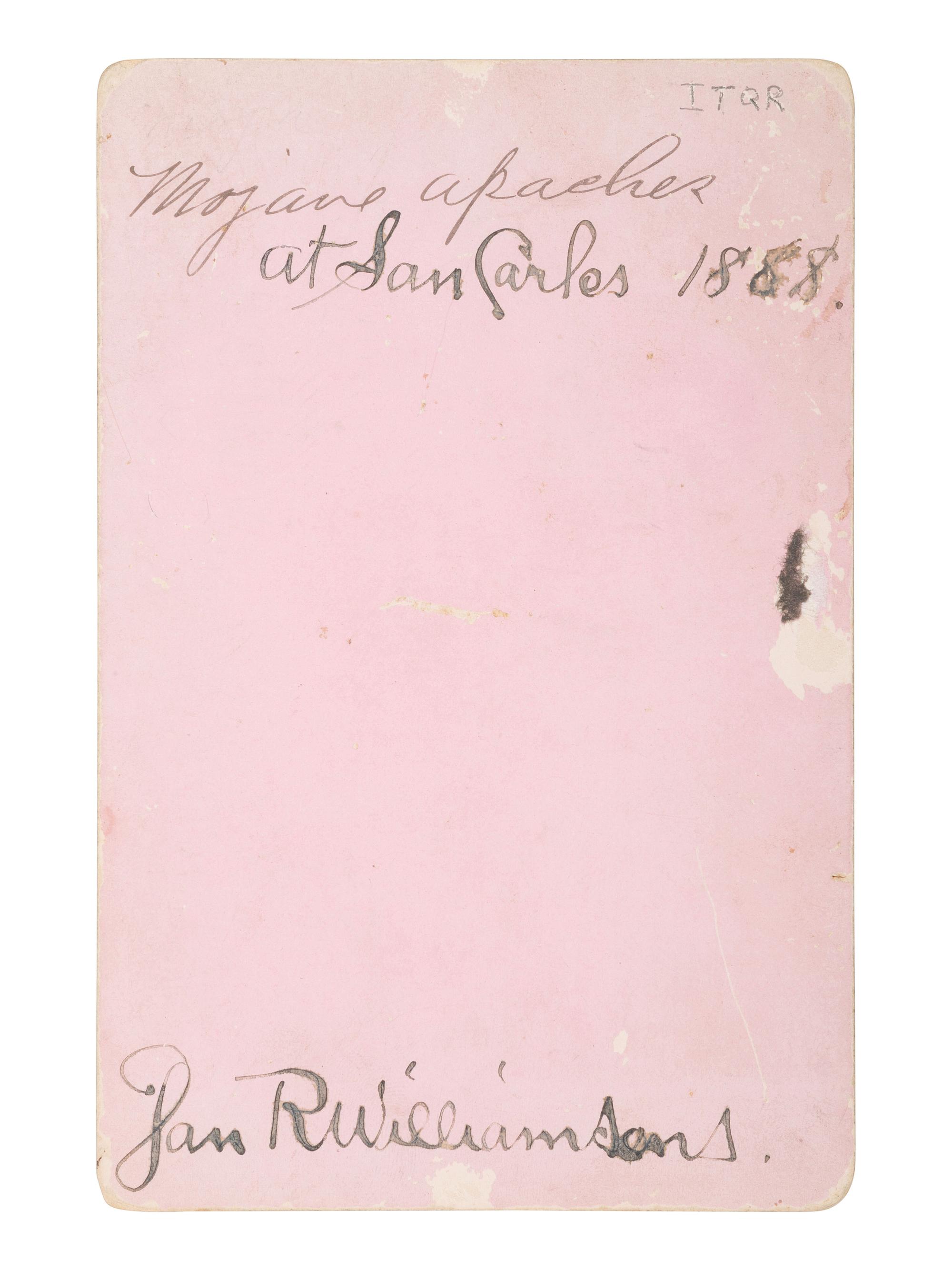 [NATIVE AMERICANS]. BAKER & JOHNSTON, photographers. Cabinet card of Apache prisoners.