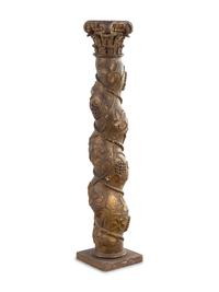 A Baroque Style Carved Giltwood Solomonic Pedestal