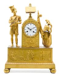 An Empire Style Gilt Bronze Mantel Clock Height 19 inches.
