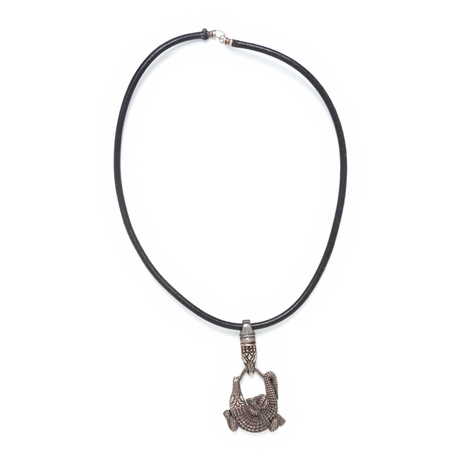 Kieselstein-Cord, Sterling Crocodile Pendant Necklace