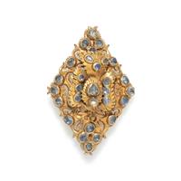 A Persian Gold and Crystal Bird Pin