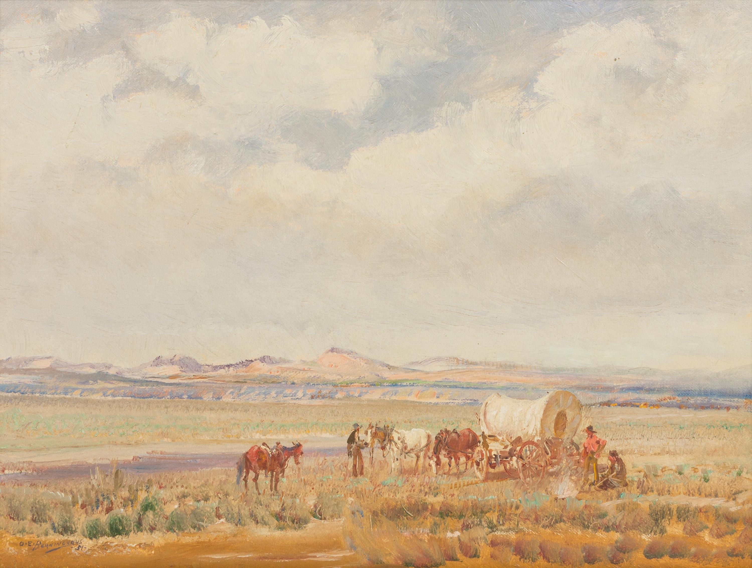 Oscar E. Berninghaus, (American, 1874-1952), Wandering Home Seeker, 1951