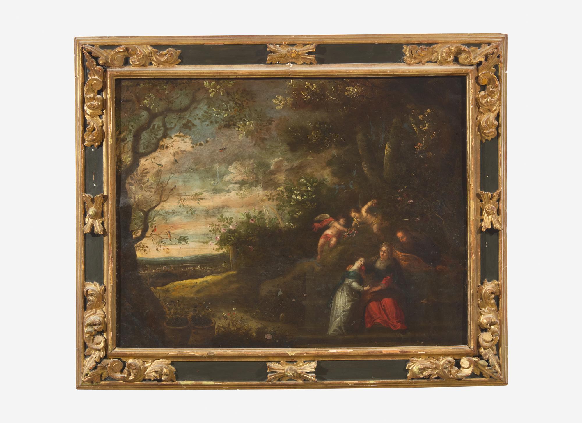 Three Figures in a Landscape with Two Putti