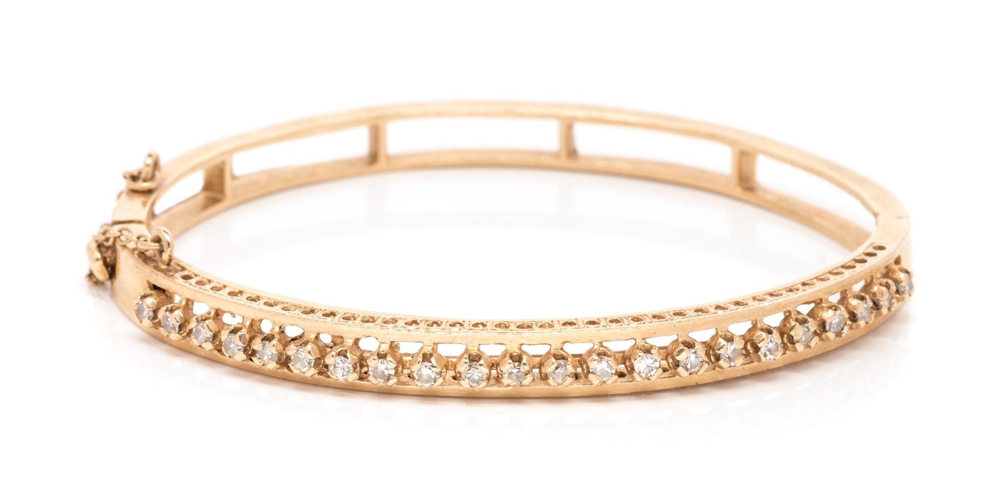 A Yellow Gold and Diamond Bangle Bracelet,