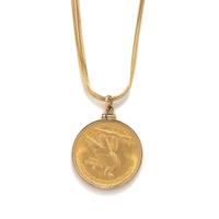 YELLOW GOLD COIN PENDANT NECKLACE