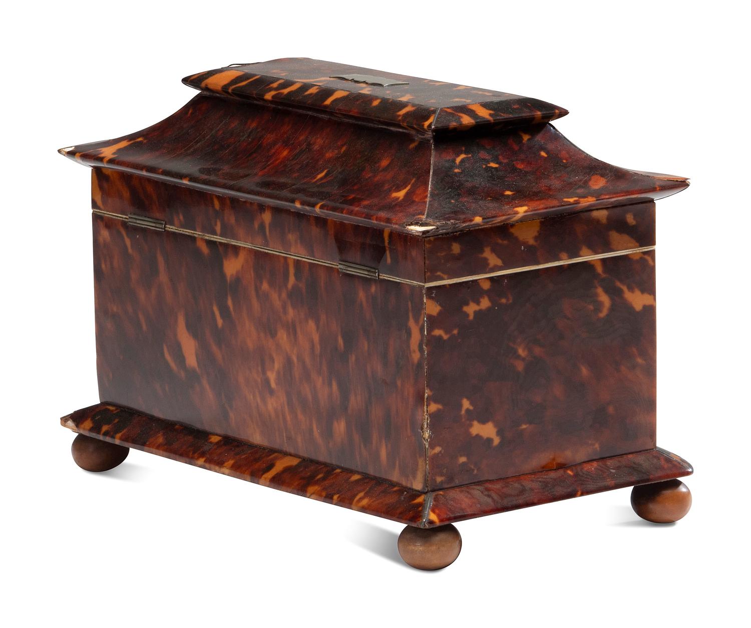 A Regency Tortoiseshell Tea Caddy