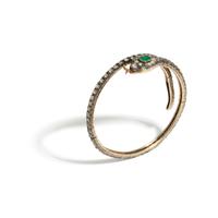 VICTORIAN, DIAMOND AND EMERALD SNAKE BANGLE BRACELET