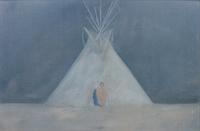 Figure and Teepee at Night