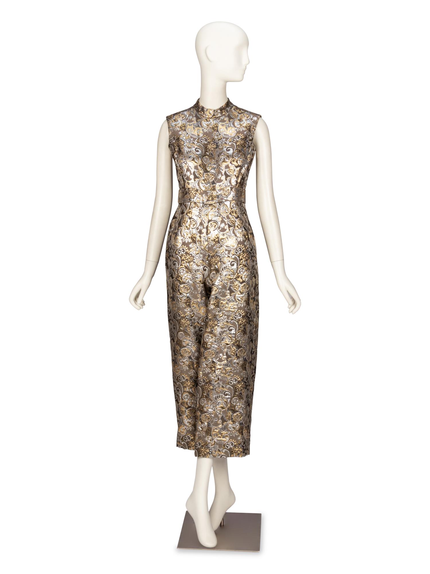 MOLLIE PARNIS, BROCADE JUMPSUIT ENSEMBLE