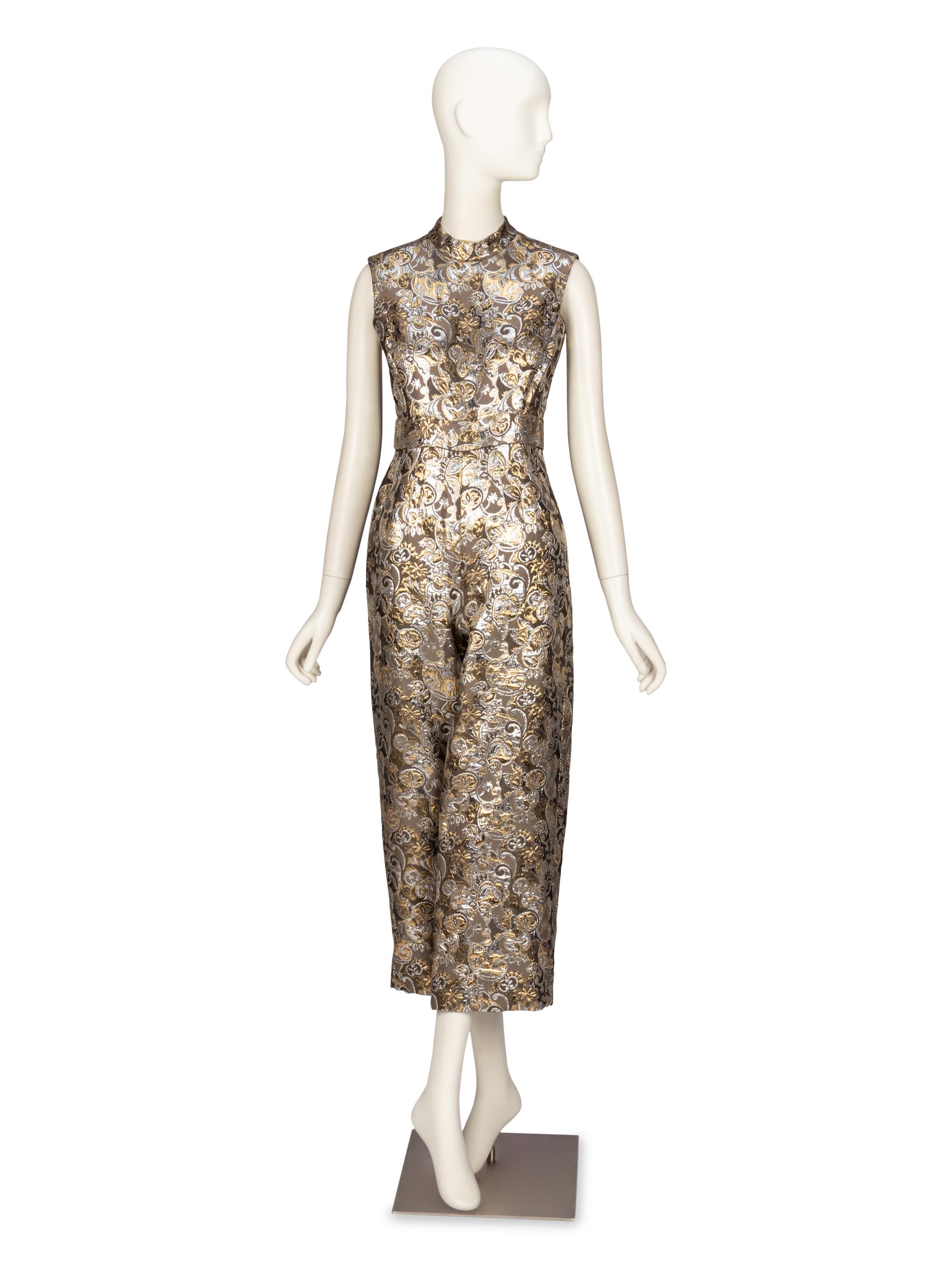 MOLLIE PARNIS, BROCADE JUMPSUIT ENSEMBLE