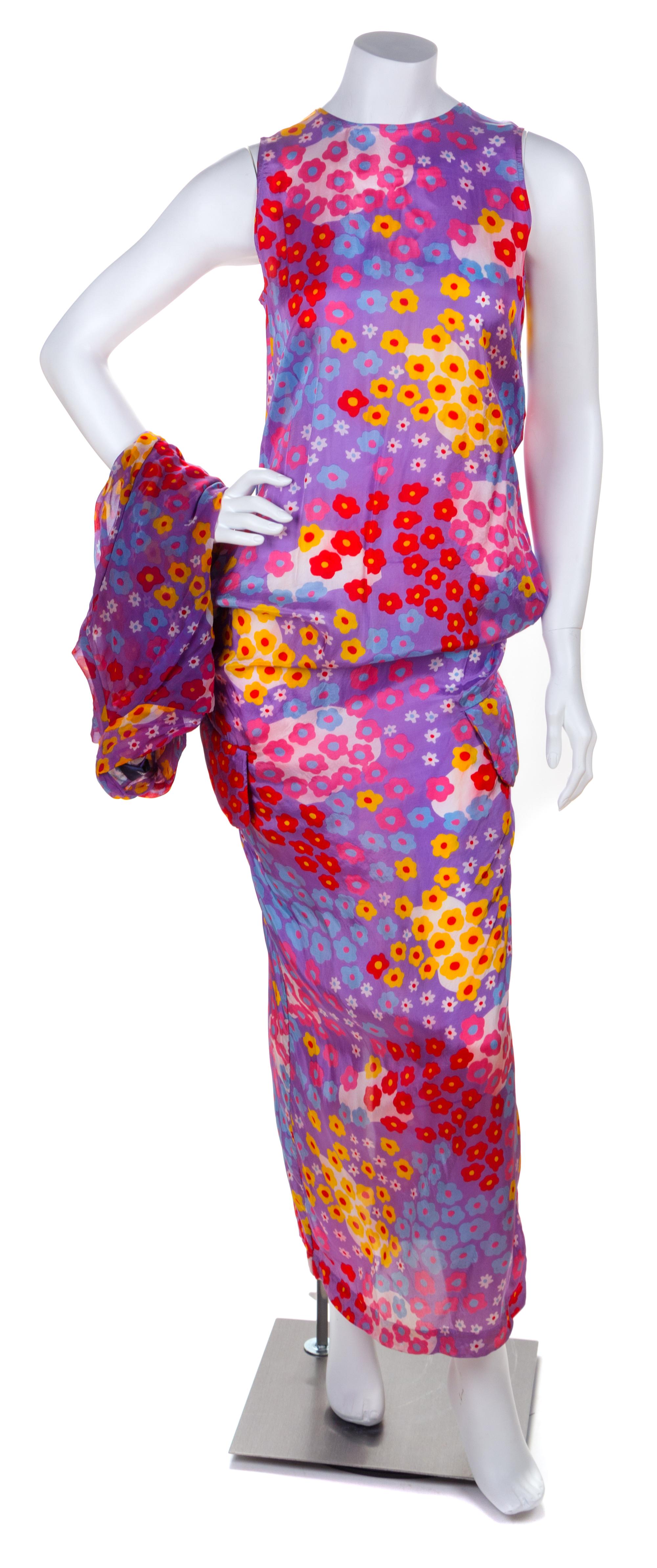 A Comme des Garcons Limited Edition Multicolor Floral Gown and Jacket, No size.