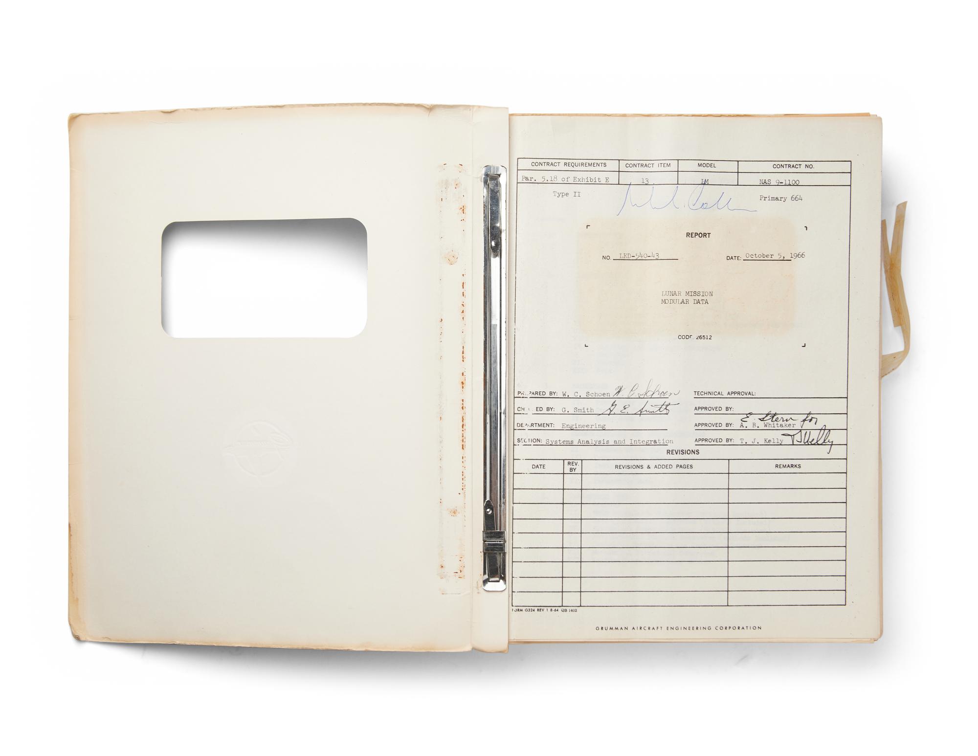 Lunar Mission Modular Data Manual [Signed: Michael Collins]