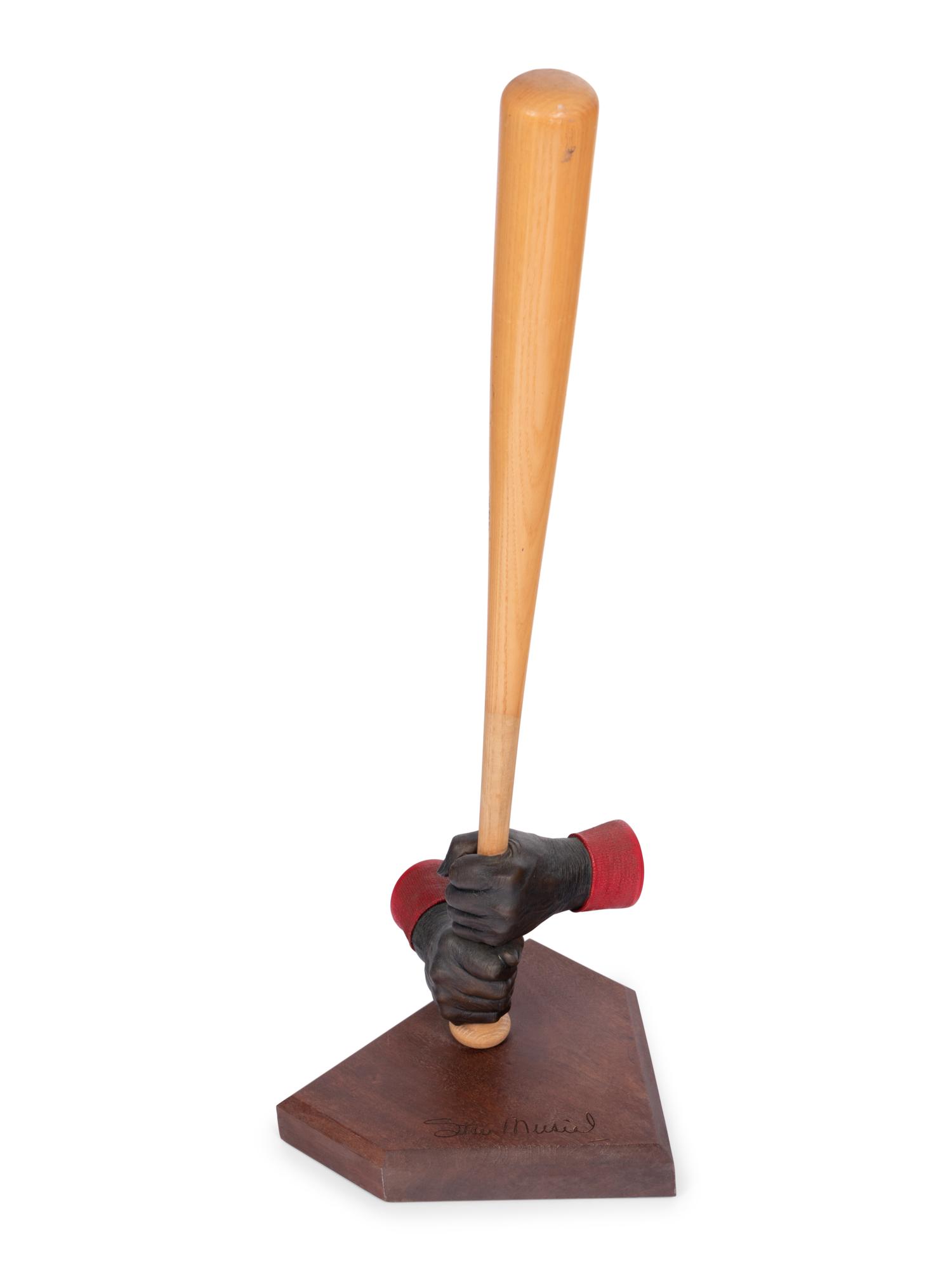A Stan Musial Signed Autograph Baseball Bat "Hitter's Hands" Display Featuring Life Cast Bronze of Musial's Grip,